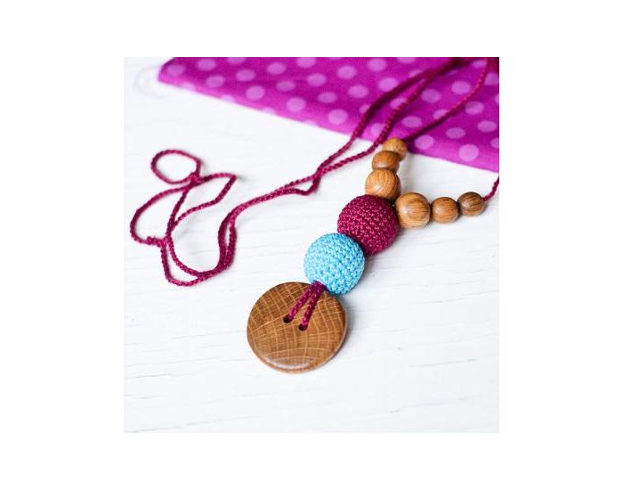 KANGAROO CARE Collier d'allaitement et de portage Cherry & Bright blue Chne - BN013