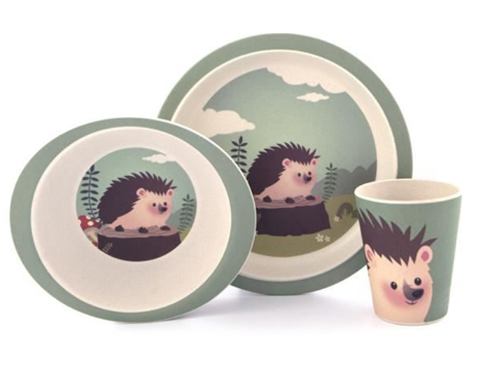 YUUNAA Set Repas Bb en Fibre de Bambou 3 Pices - Hrisson