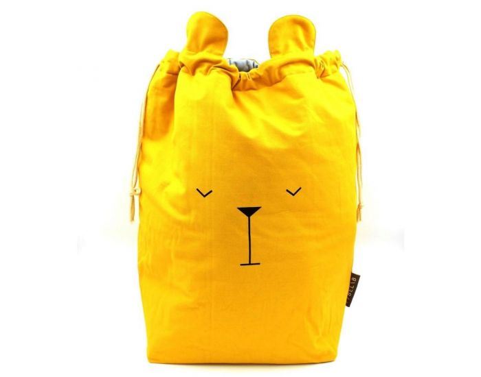 FABELAB Grand Sac de Rangement en Coton Bio Ours - Jaune