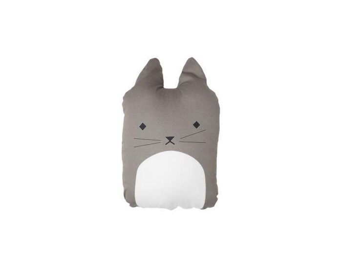FABELAB Coussin Chat en Coton Bio - Gris
