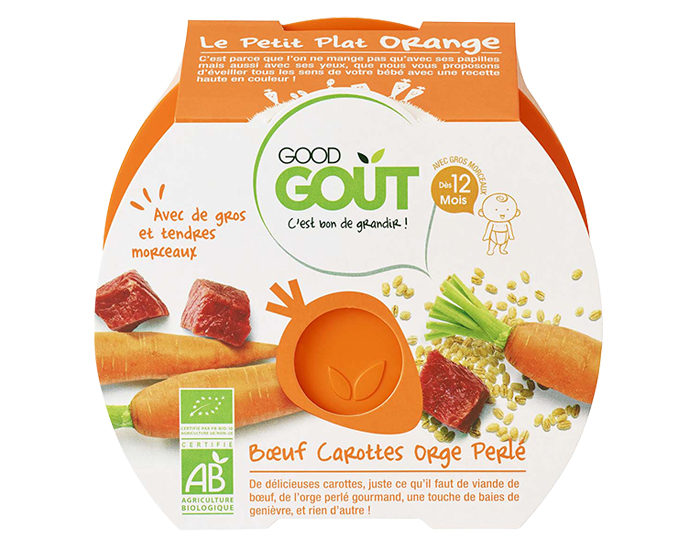 GOOD GOUT PETIT PLAT pour Bb 220 g - Boeuf CAROTTES Orge Perl - Ds 12 mois