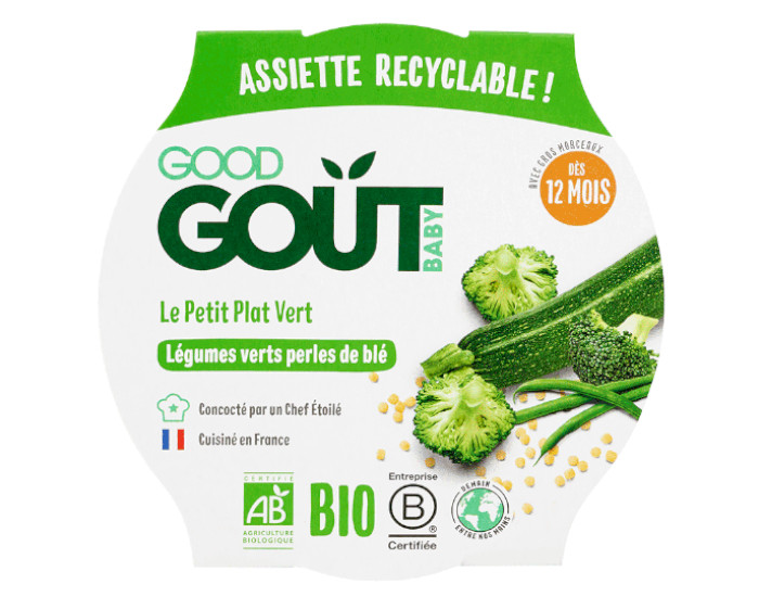 GOOD GOUT PETIT PLAT pour Bb 220 g - Lgumes VERTS Perles de Bl - Ds 12 mois