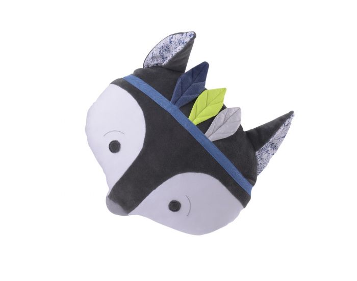 KIKADU Oreiller Renard Imprim Bleu - Ds la Naissance