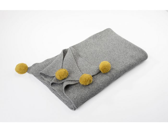 KIKADU Couverture Grise avec Pompons -  Panda 