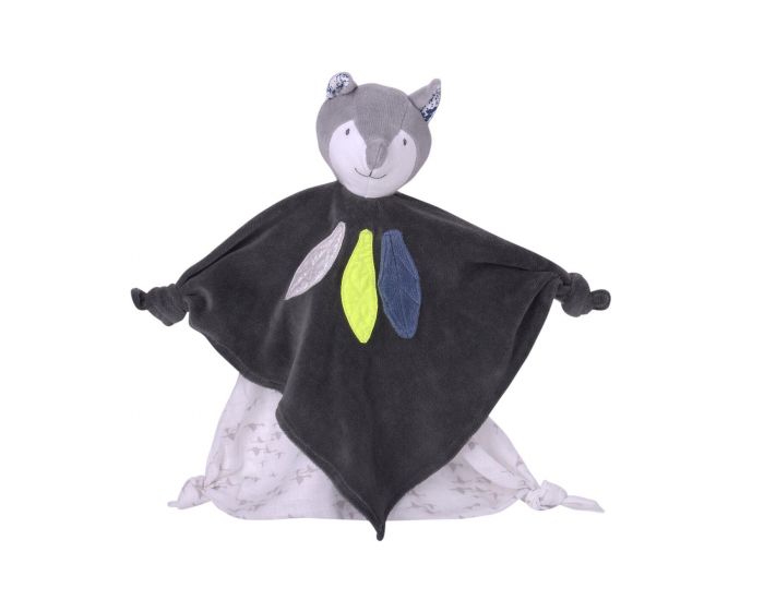 KIKADU Doudou Lange Renard Imprim Bleu - Ds la Naissance