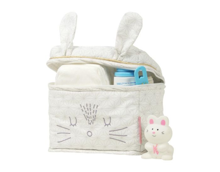 LITTLE CREVETTE Trousse de toilette lapin - Pompom