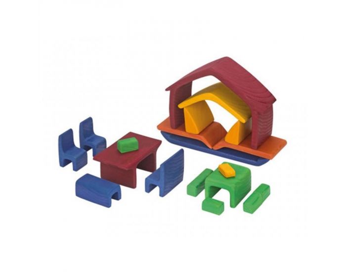 GL�CSK�FER Maison avec meubles - Rouge-bleu
