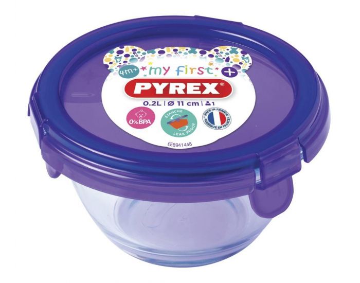 PYREX Plat rond + couvercle violet 11 cm