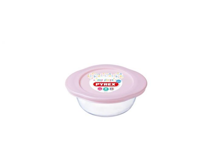 PIREX Plat rond avec couvercle rose 15 cm