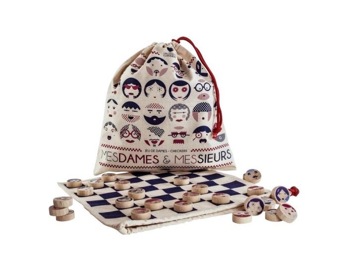 LES JOUETS LIBRES Jeu de Dames Ecologique en Bois - Mesdames & Messieurs  - Ds 4 ans