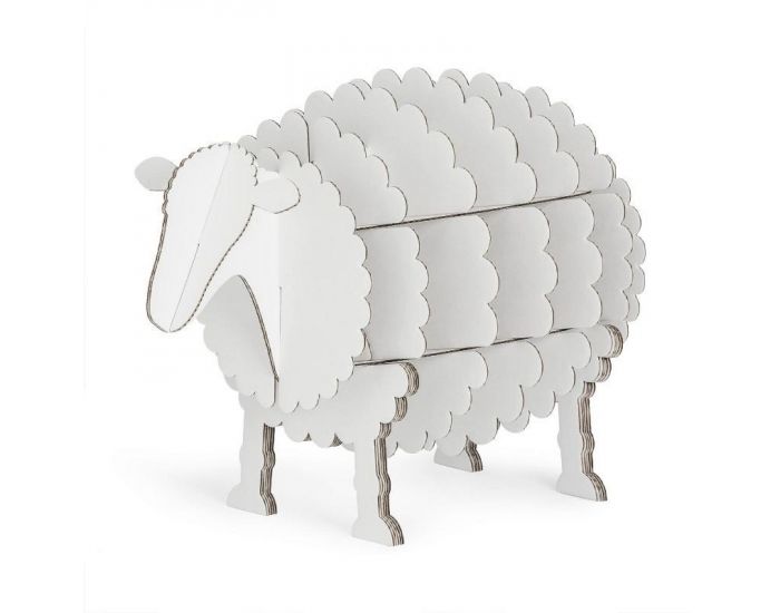 PRAIRYMOOD Commode Mouton en Carton Recycl 50x76x56 cm - Blanc