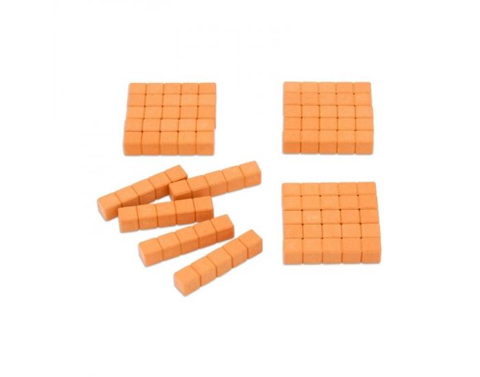 20 Barres de 5 - Base 10 en bois - Orange - Ds 3 ans