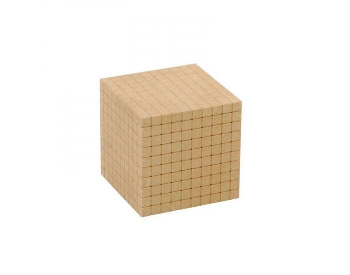 Cube de 1000 - base 10 en bois naturel - Dès 3 ans