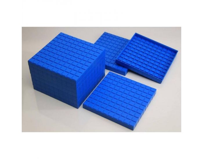 10 Plaques de 100 Bleues - Base 10 - en Re-Plastic - Ds 3 ans