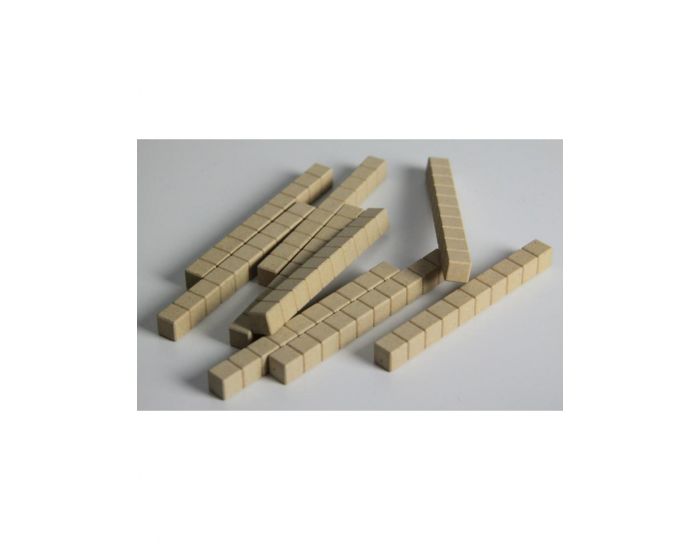 10 Barres de 10 - Base 10 en Bois Naturel - Ds 3 ans
