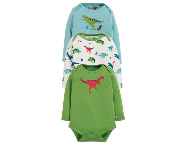 FRUGI Lot de 3 Bodys Manches Longues - Dino