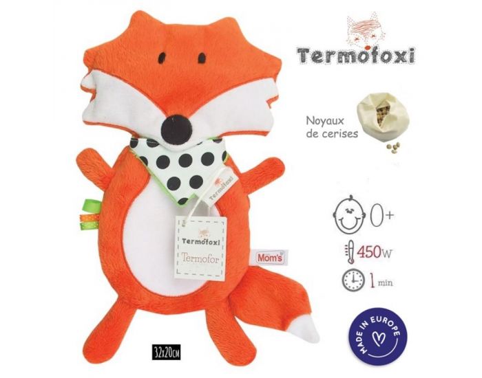 SEVIRA KIDS Doudou Bouillotte S�che - Noyaux de cerises - Renard Termofoxi Orange
