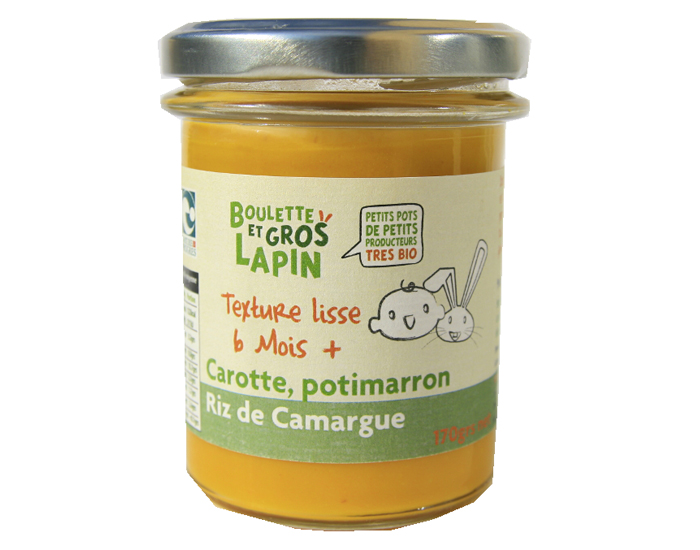 BOULETTE ET GROS LAPIN Petit Pot Carotte Potimarron Riz de Camargue - Ds 6 mois - 170 g