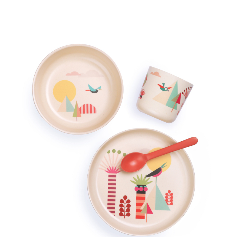 EKOBO Set Repas Enfant en Bambou Illustr