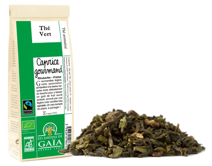 LES JARDINS DE GAIA Caprice Gourmand - Th Vert Fraise et Rhubarbe - 100 g
