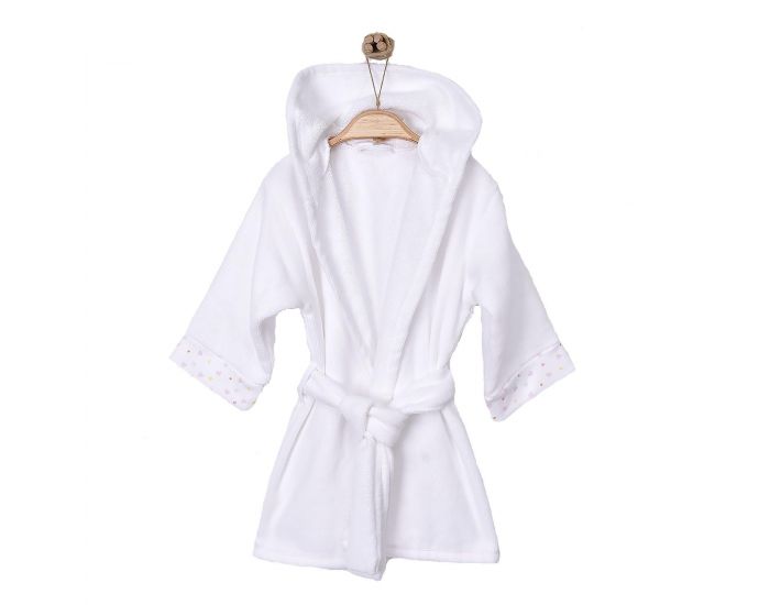 SEVIRA KIDS Peignoir bb et enfant  capuche en coton bio GOTS - Hearts Blanc