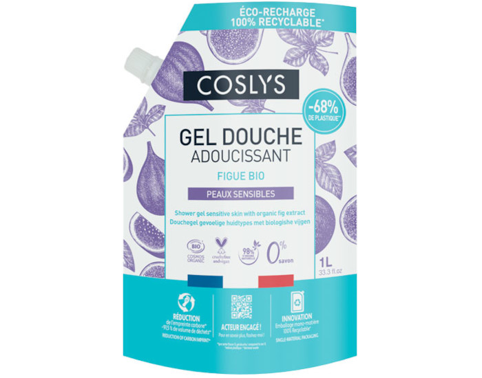 COSLYS Gel Douche Adoucissant - Figue Doypack 1 L