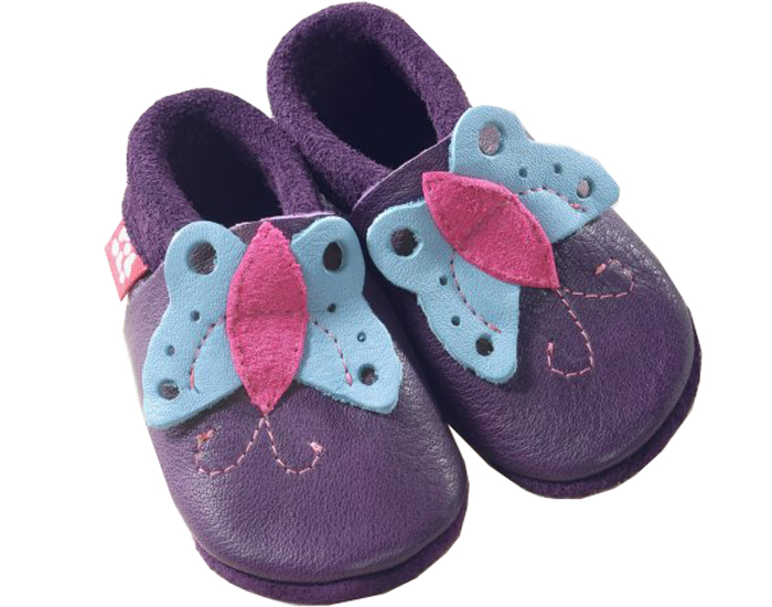 POLOLO Chaussons en cuir - Butterfly Aubergine