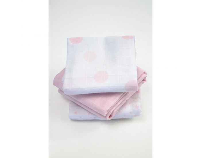 KADOLIS Lot de 3 Langes 100% Coton Bio imprims Rose Ple 60 x 60 cm
