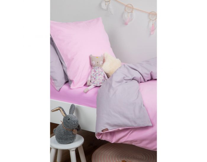 KADOLIS Housse de couette Enfant en coton bio + taie Lilas 140 x 200 cm