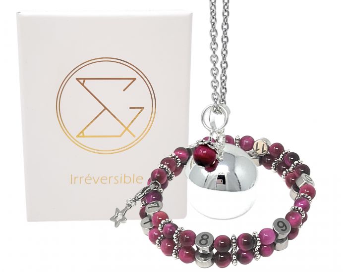 IRREVERSIBLE Coffret Bracelet d'Allaitement + Bola Oeil de Tigre Rose