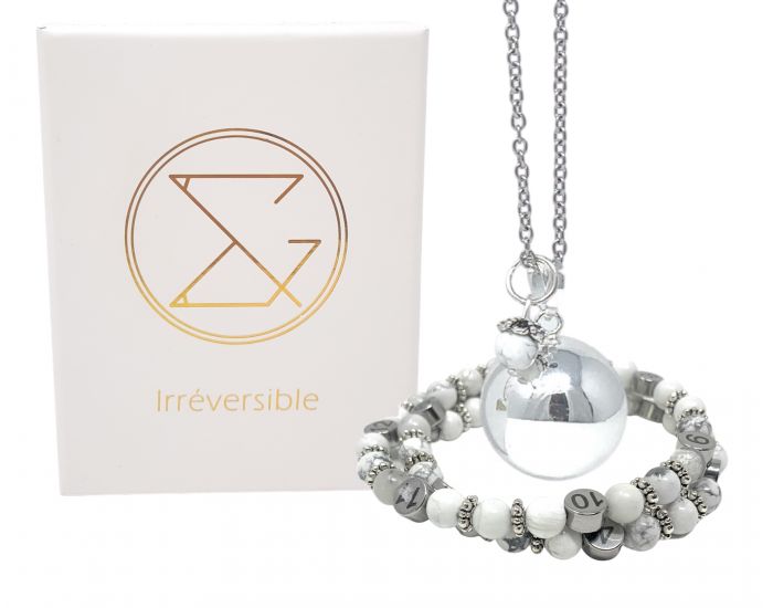 IRREVERSIBLE Coffret Bracelet d'Allaitement + Bola Turquoise Blanche