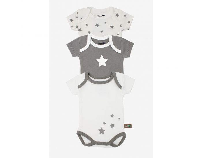 KADOLIS Body Manches Courtes x3 Etoiles Gris