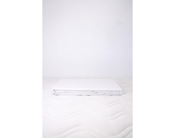 KADOLIS Housse de Couette Enfant Unie + Taie Coton Bio Blanc 140 x 200 cm
