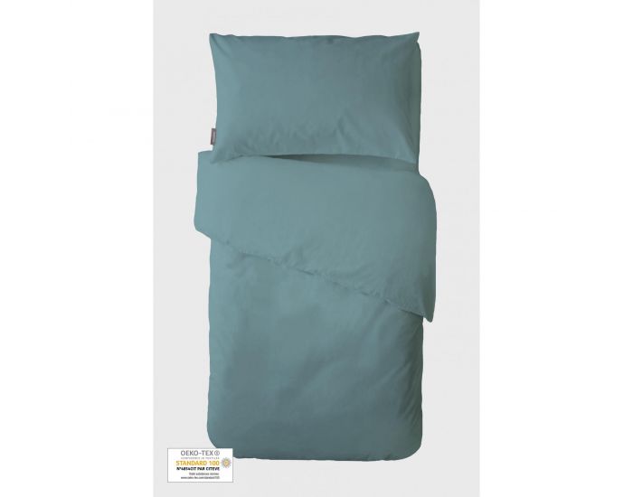 KADOLIS Housse de couette bb + taie coton bio Bleu 100 x 140 cm