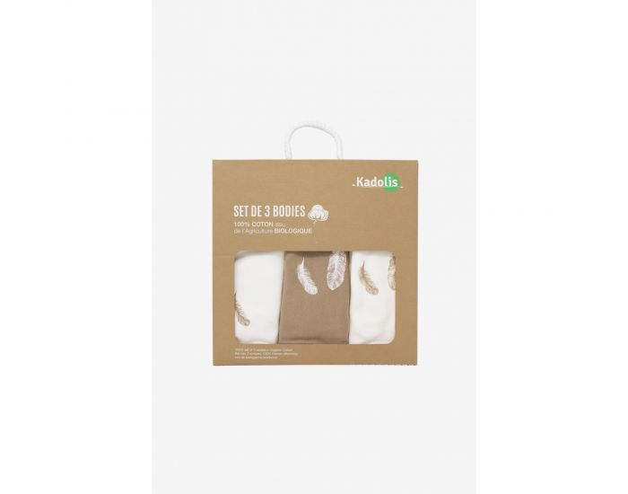KADOLIS Body Manches Courtes x3 Plumes Beige