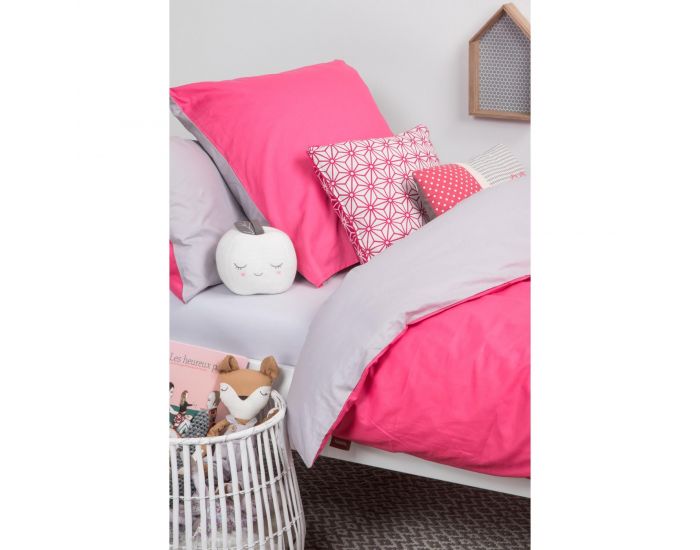 KADOLIS Housse de Couette Enfant en Coton Bio + Taie Fuschia 140 x 200 cm