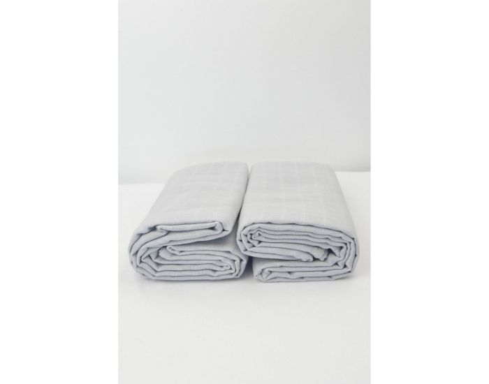 KADOLIS Lot de 2 Maxi Langes 100% Coton Bio Imprims Etoiles Gris