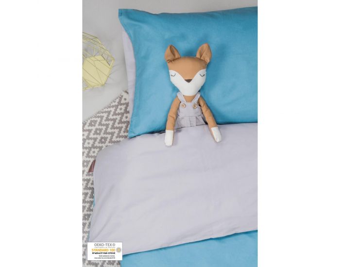 KADOLIS Housse de couette Bb + taie Bicolore Bleu 100 x 140 cm