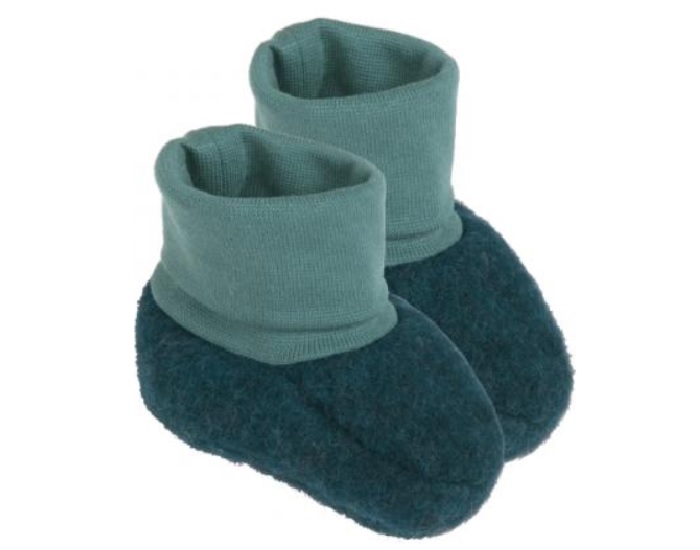 IOBIO Chaussons Bb en Polaire de Laine  Emeraude
