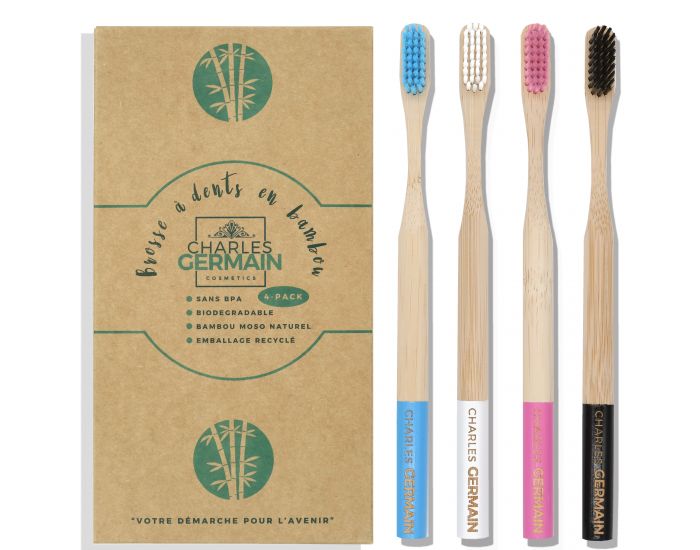 CHARLES GERMAIN COSMETICS Brosse  Dents en Bambou - Lot de 4 brosses