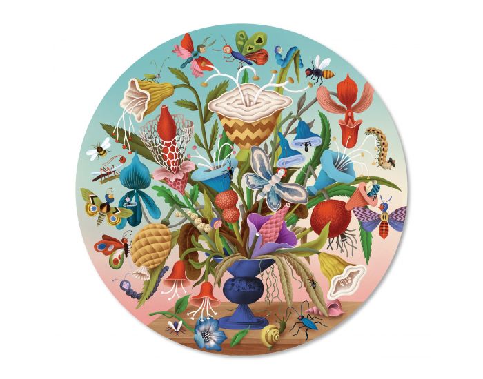 EEBOO Puzzle 1000 Pices - Rond - Bouquet et ses Insectes - Ds 8 ans