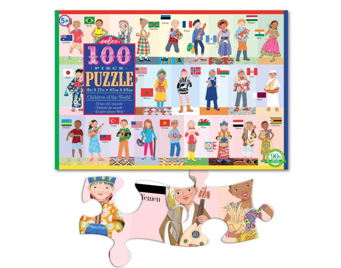EEBOO Puzzle 100 Pices - Les Enfants du Monde - Ds 5 ans