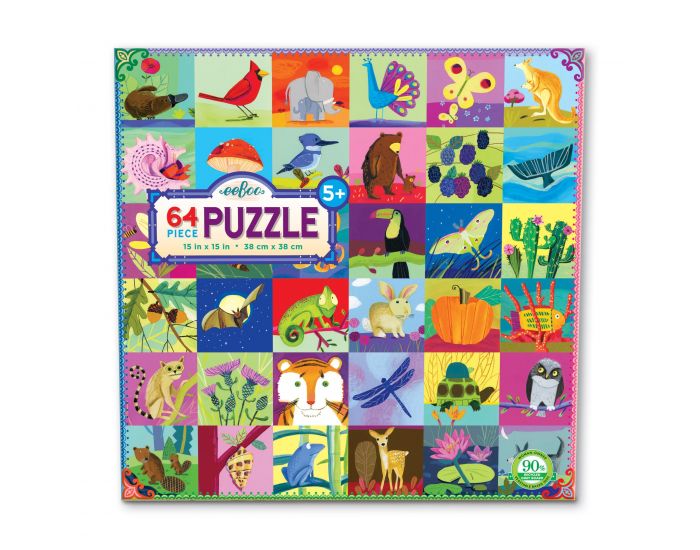 EEBOO Puzzle 64p - Portrait de Nature - Ds 5 ans