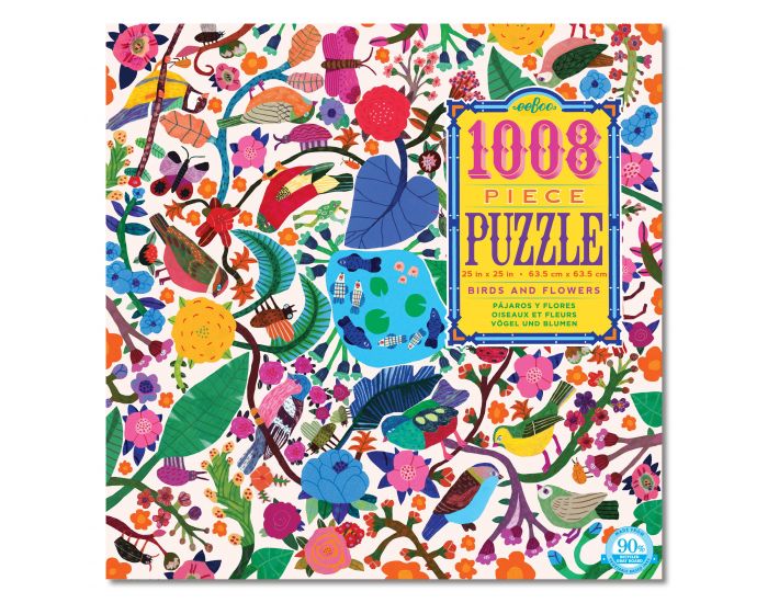 EEBOO Puzzle 1008 Pices - Fleurs et Oiseaux - Ds 8 ans