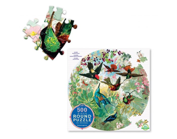 EEBOO Puzzle 500 Pices Rond - Colibris - Ds 8 ans