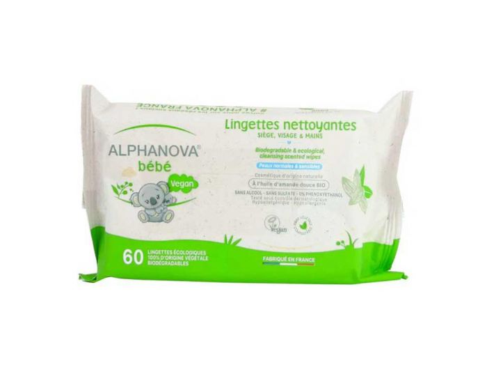 ALPHANOVA Lingettes Bb Ecologiques et Biodgradables - x60