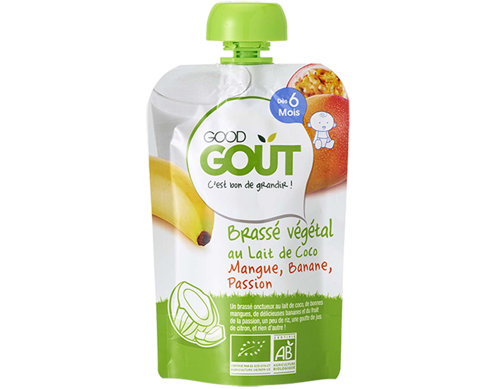 GOOD GOUT Gourde Brass Vgtal Lait de Coco Mangue Banane Passion - 90g - Ds 6 Mois