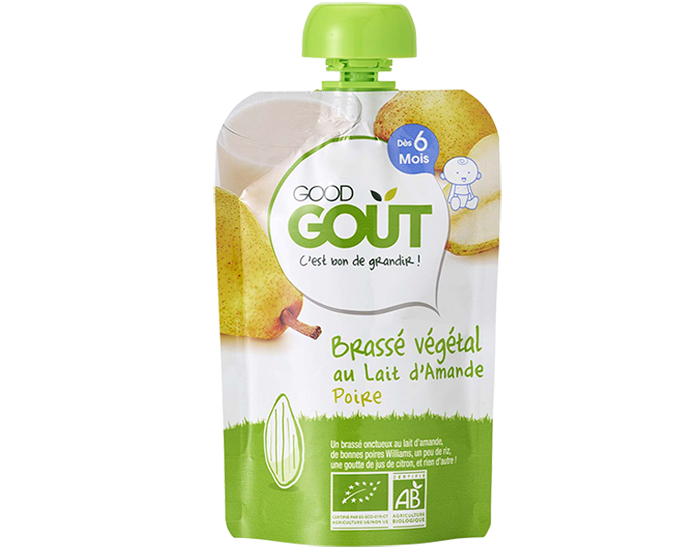 GOOD GOUT Gourde Brass Vgtal Lait d'Amande Poire - 90g - Ds 6 Mois