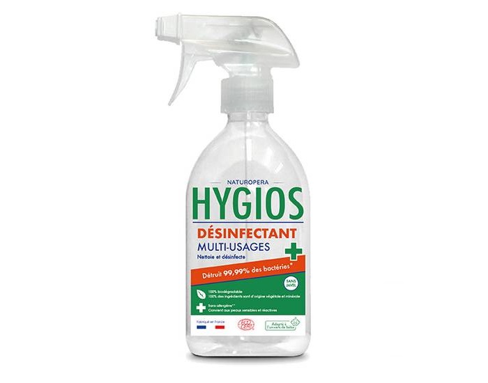 HYGIOS Spray Désinfectant Multi-Usages 100% Végétal - 500 ml 