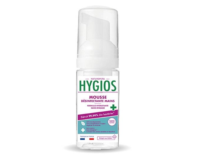 HYGIOS Mousse Mains Désinfectante 100% Végétal - 50 ml - Dès 3 mois